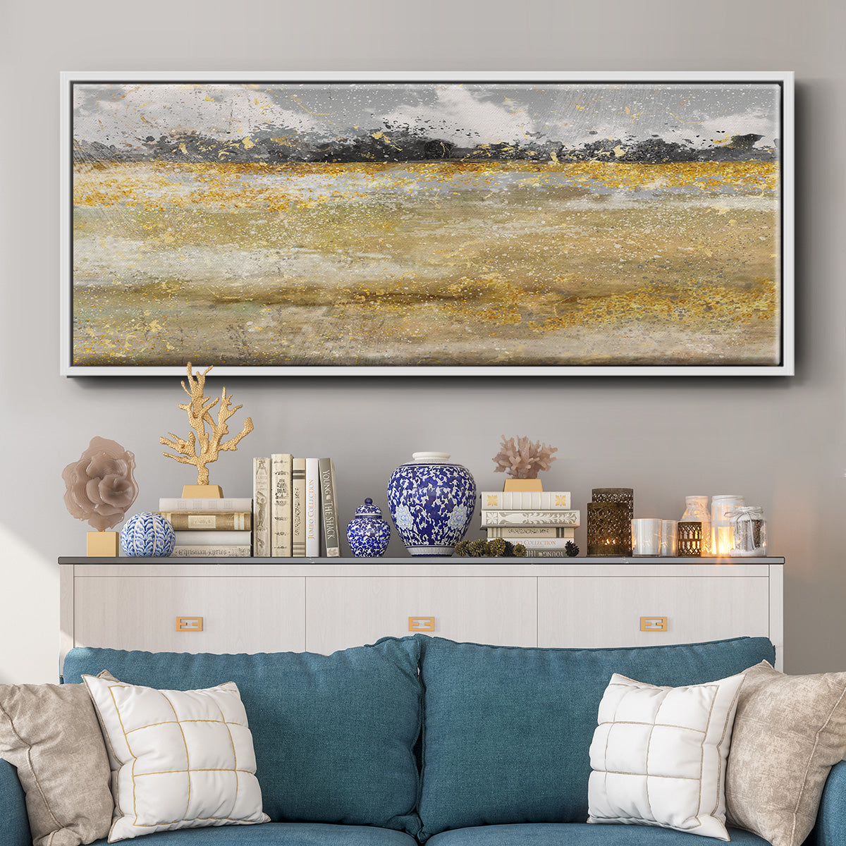 Meadow Shimmer I - Floater Framed Canvas Print