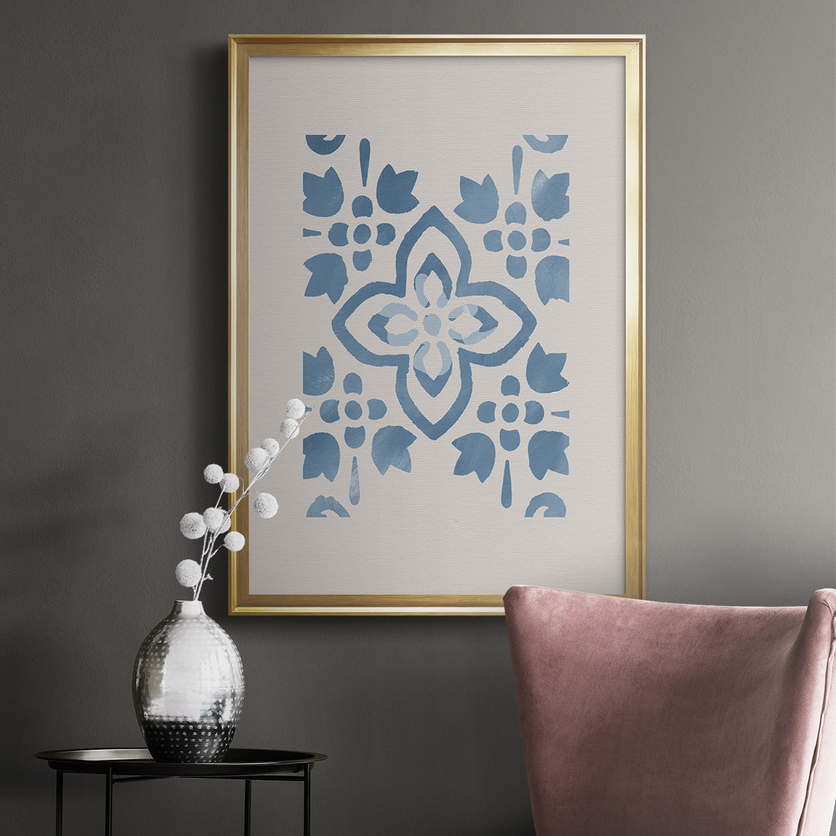Monochrome Terra Mesa Tile I - Modern Framed Canvas Print