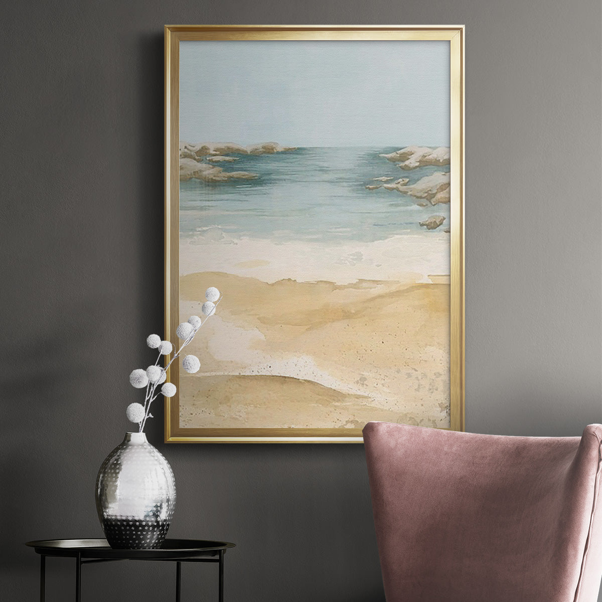 Tranquil Beach II - Modern Framed Canvas Print