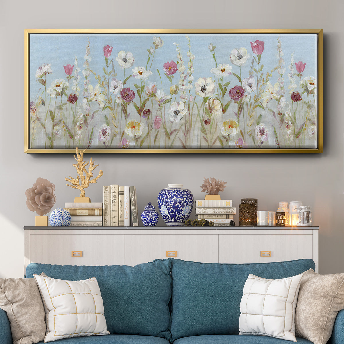 Meadow Spring Blooms - Floater Framed Canvas Print