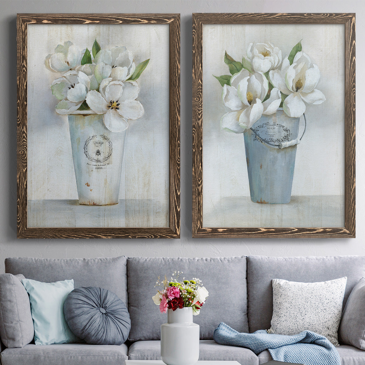 Fleuriste Francais I - Premium Framed Canvas 2 Piece Set - Ready to Hang