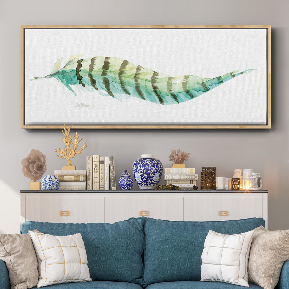 Tail Feather II - Floater Framed Canvas Print