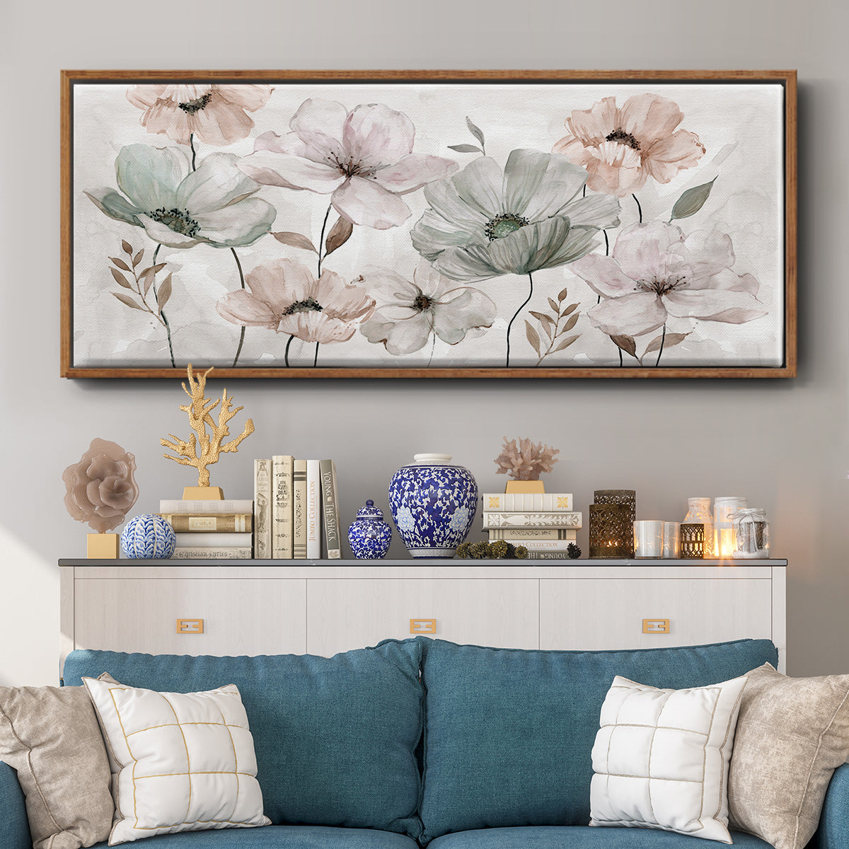 Blushing Garden - Floater Framed Canvas Print