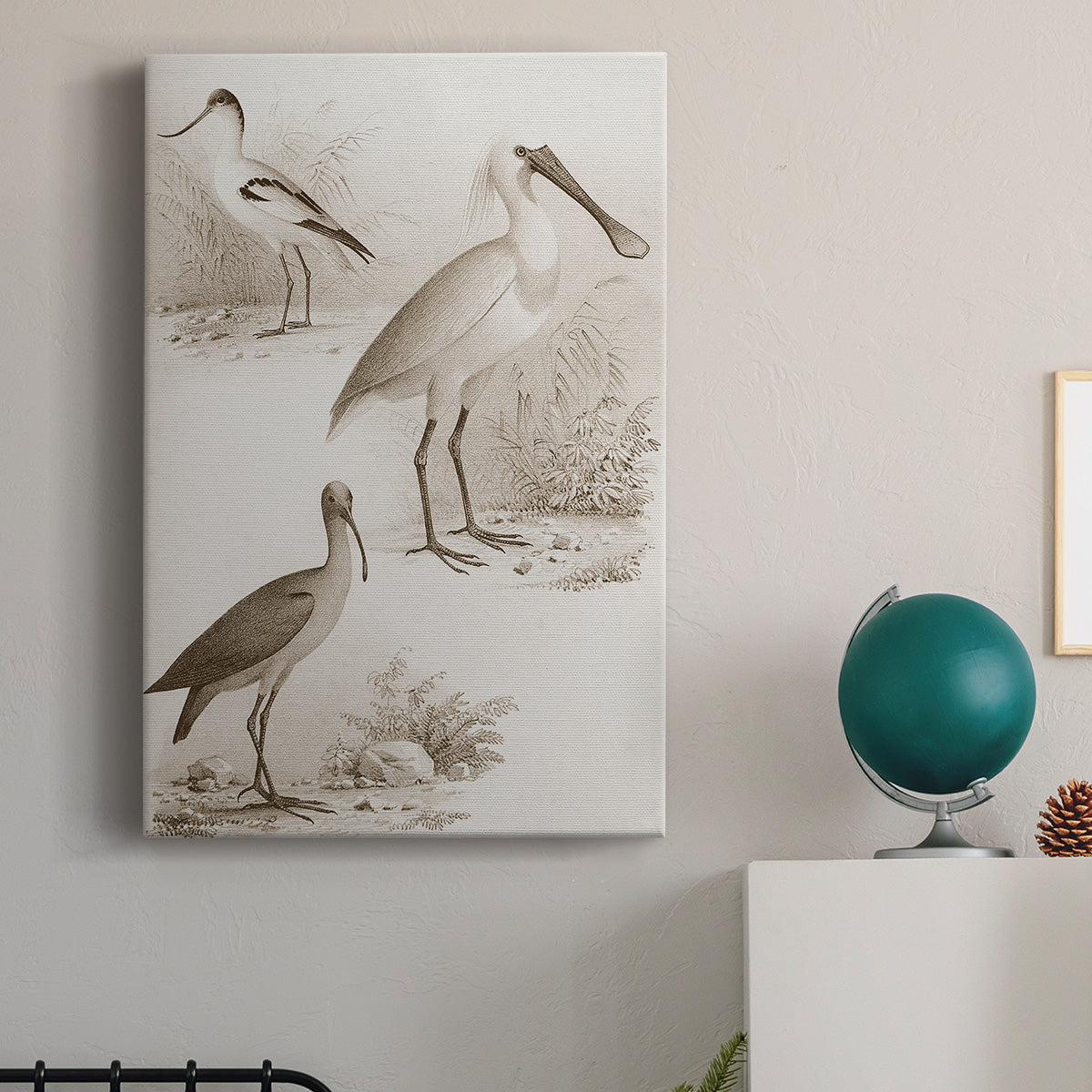 Sepia Water Birds II Premium Gallery Wrapped Canvas - Ready to Hang