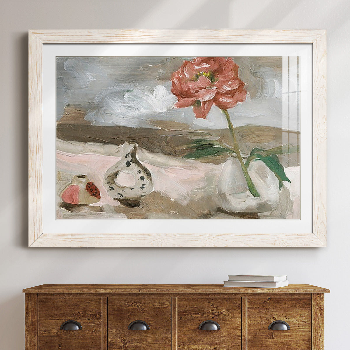 Vase of Pink Flowers IV - Barnwood Framed Art Print