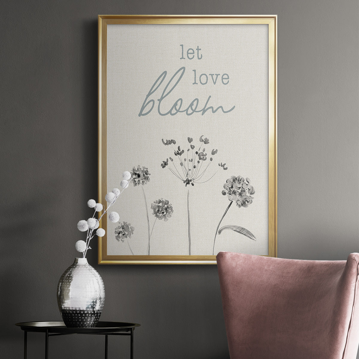 Let Love Bloom - Modern Framed Canvas Print