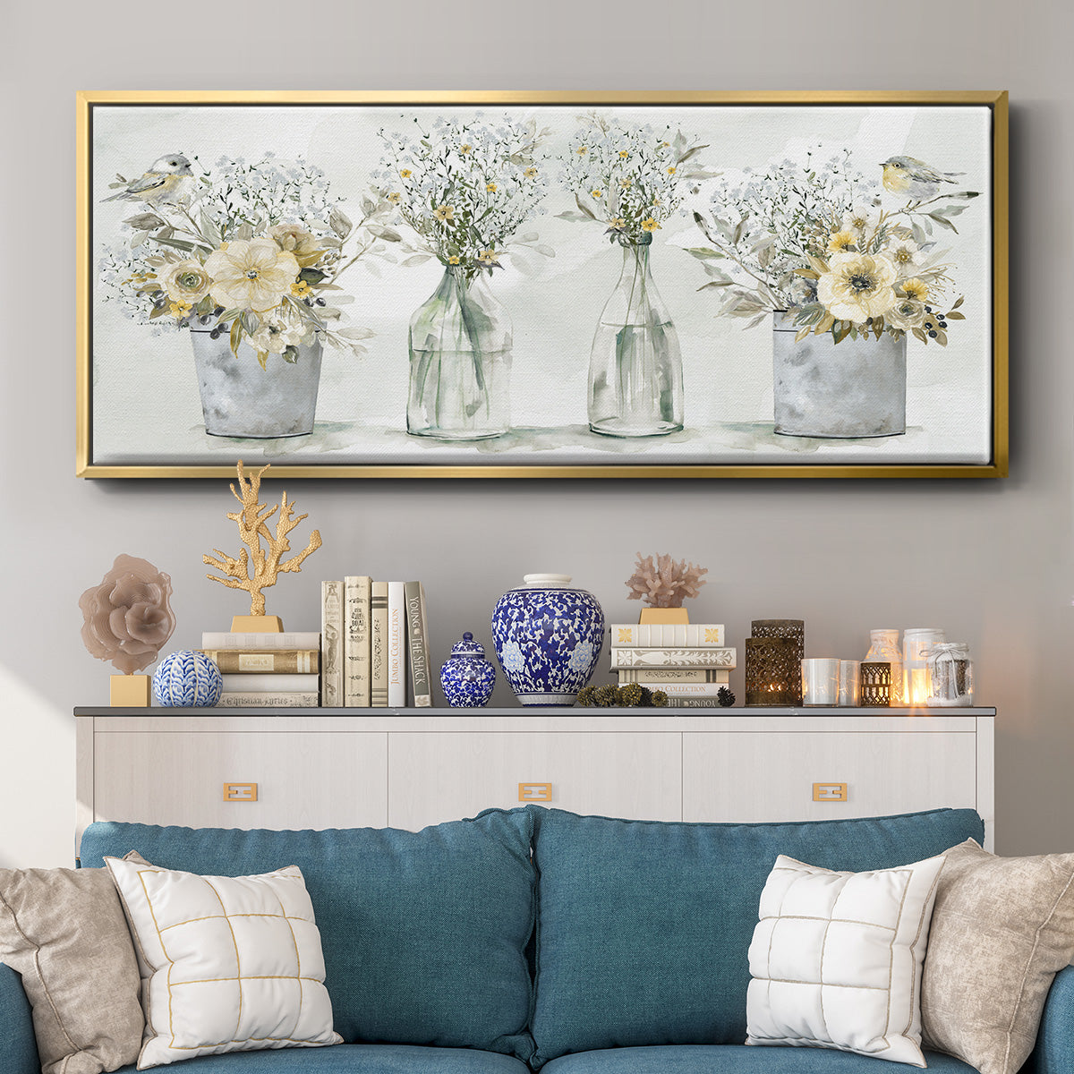 Farmhouse Bouquets - Floater Framed Canvas Print