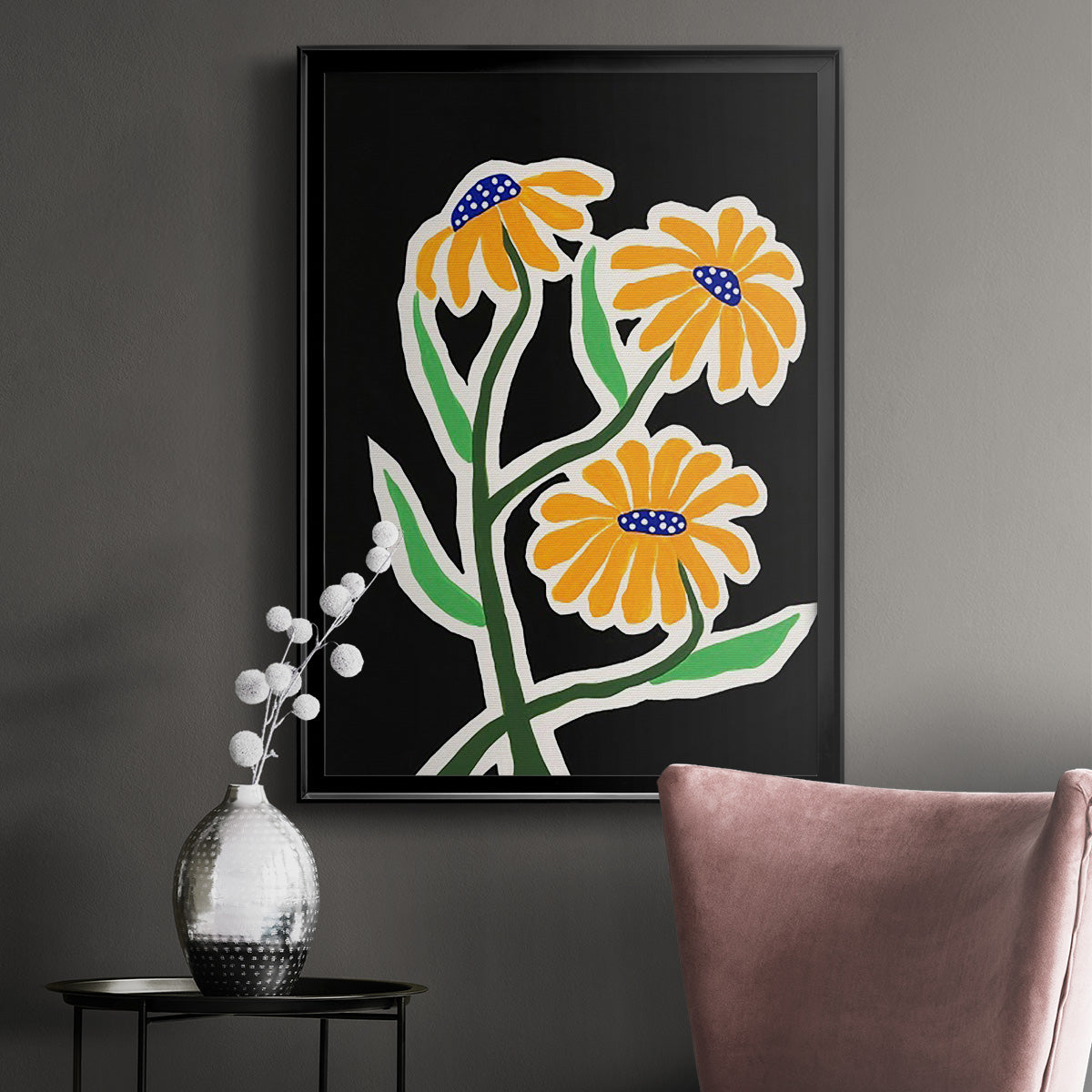 Pop Flowers I - Modern Framed Canvas Print