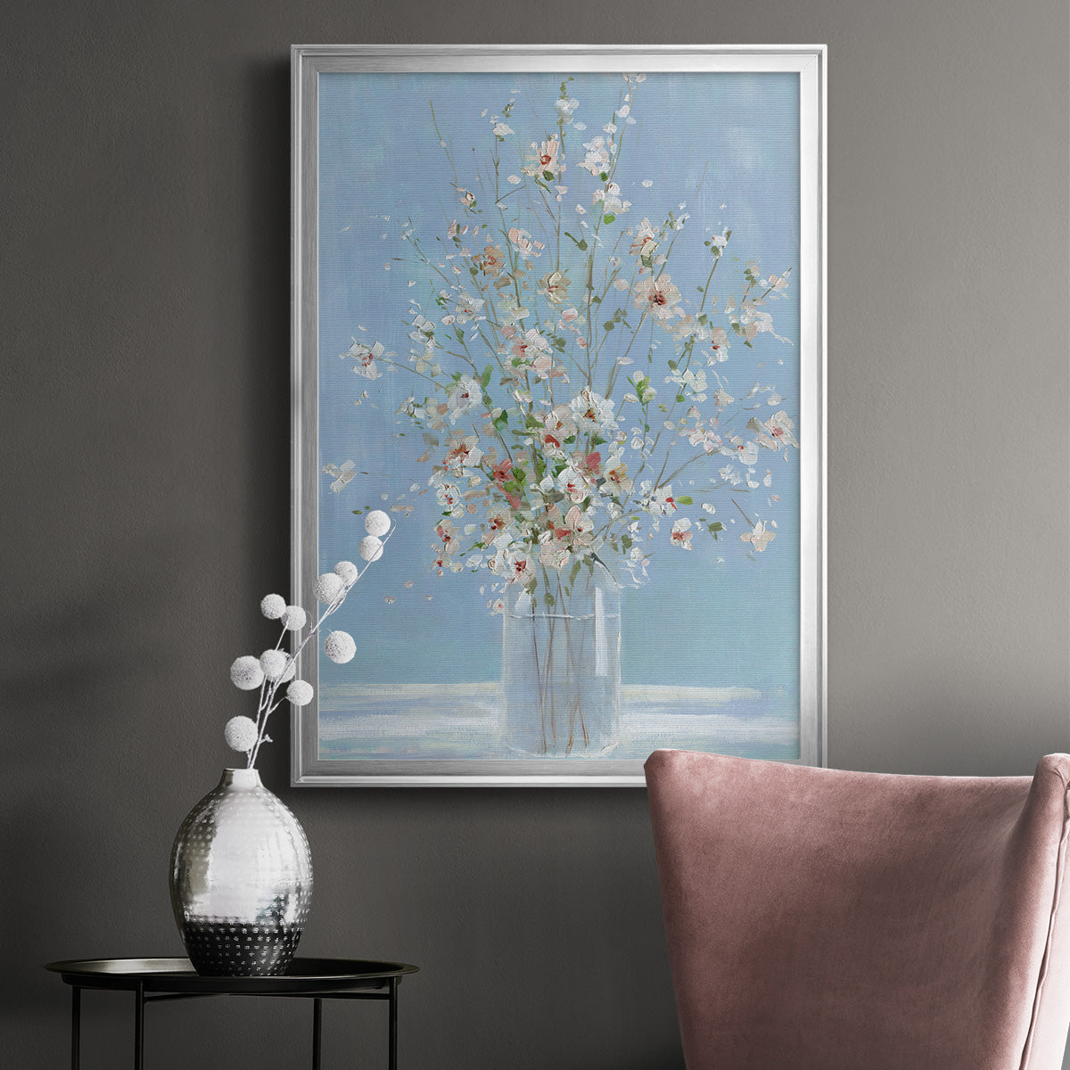 Cherry Blossom Arrangement - Modern Framed Canvas Print