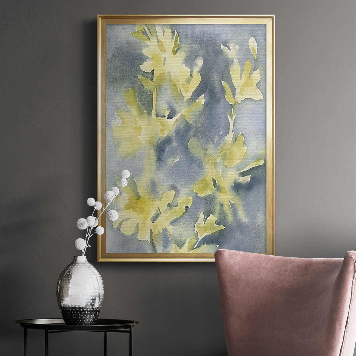 Forsythia Blooms II - Modern Framed Canvas Print