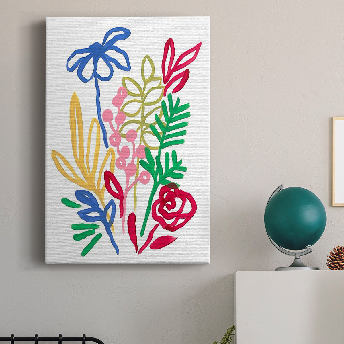 Bold Brushstroke Blooms I Premium Gallery Wrapped Canvas - Ready to Hang