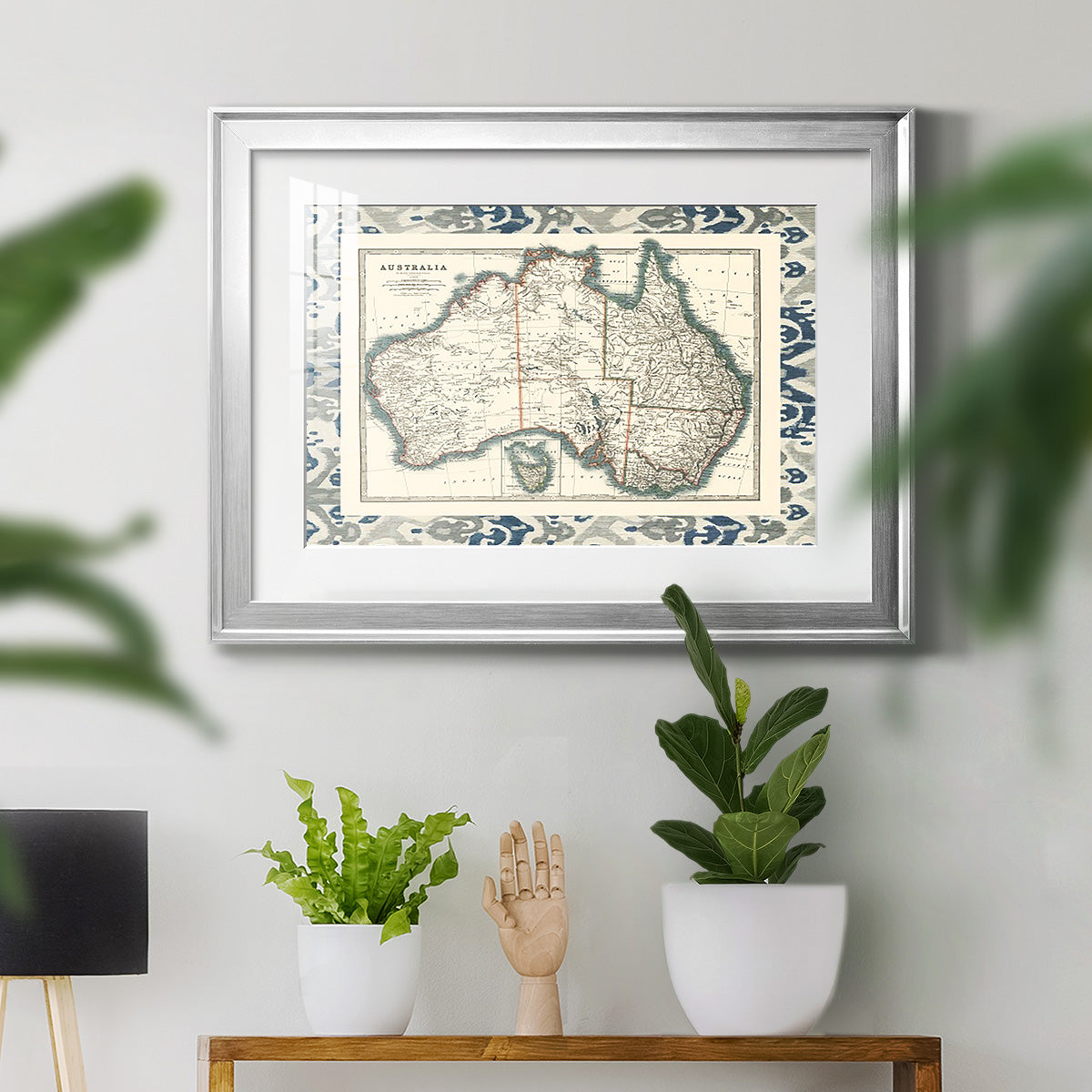 Bordered Map of Australia Premium Framed Print - Ready to Hang