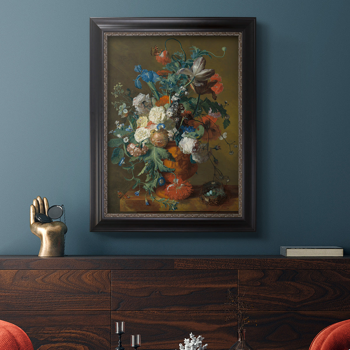 Flowers in an Urn - Ornate Framed Canvas Print