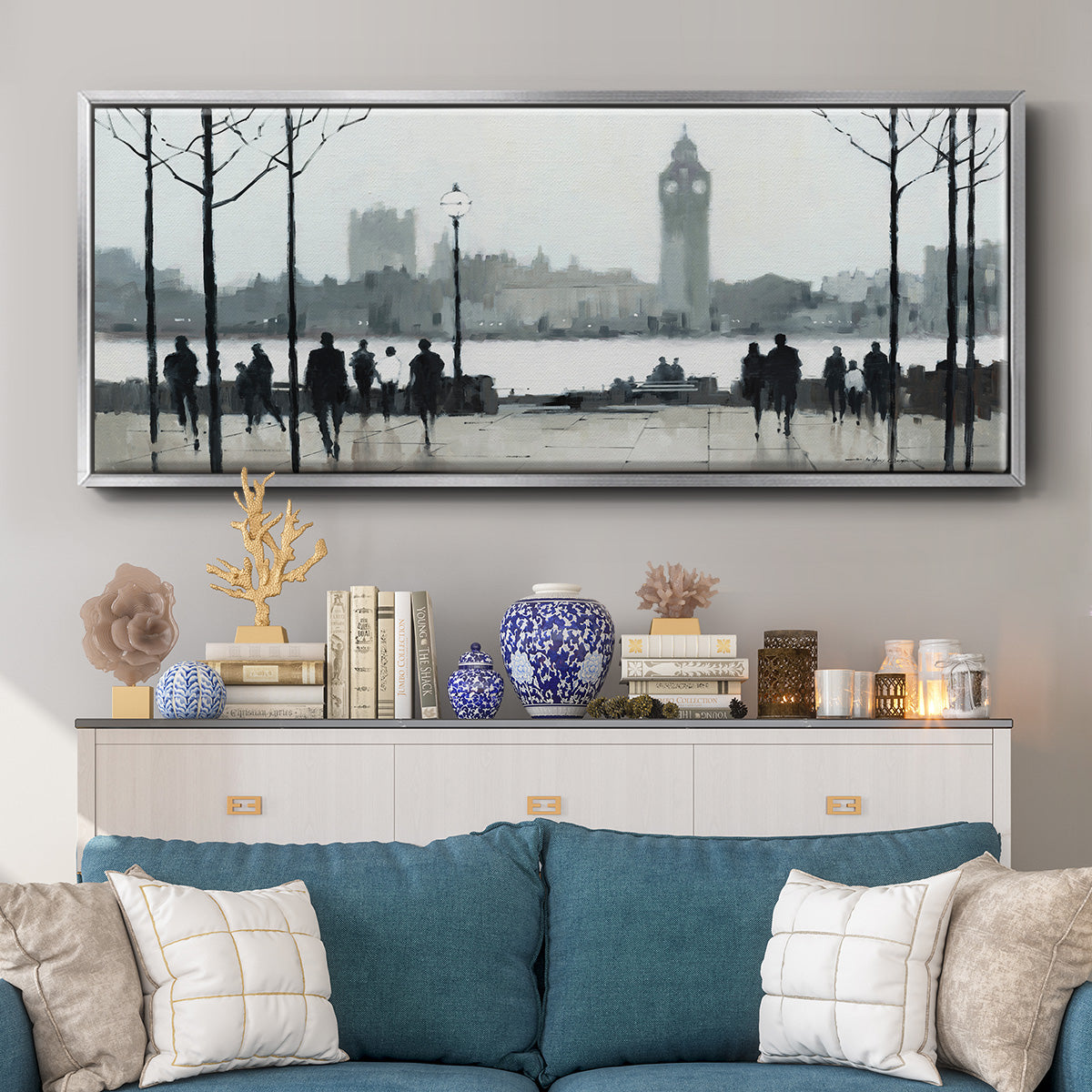 Morning London - Floater Framed Canvas Print
