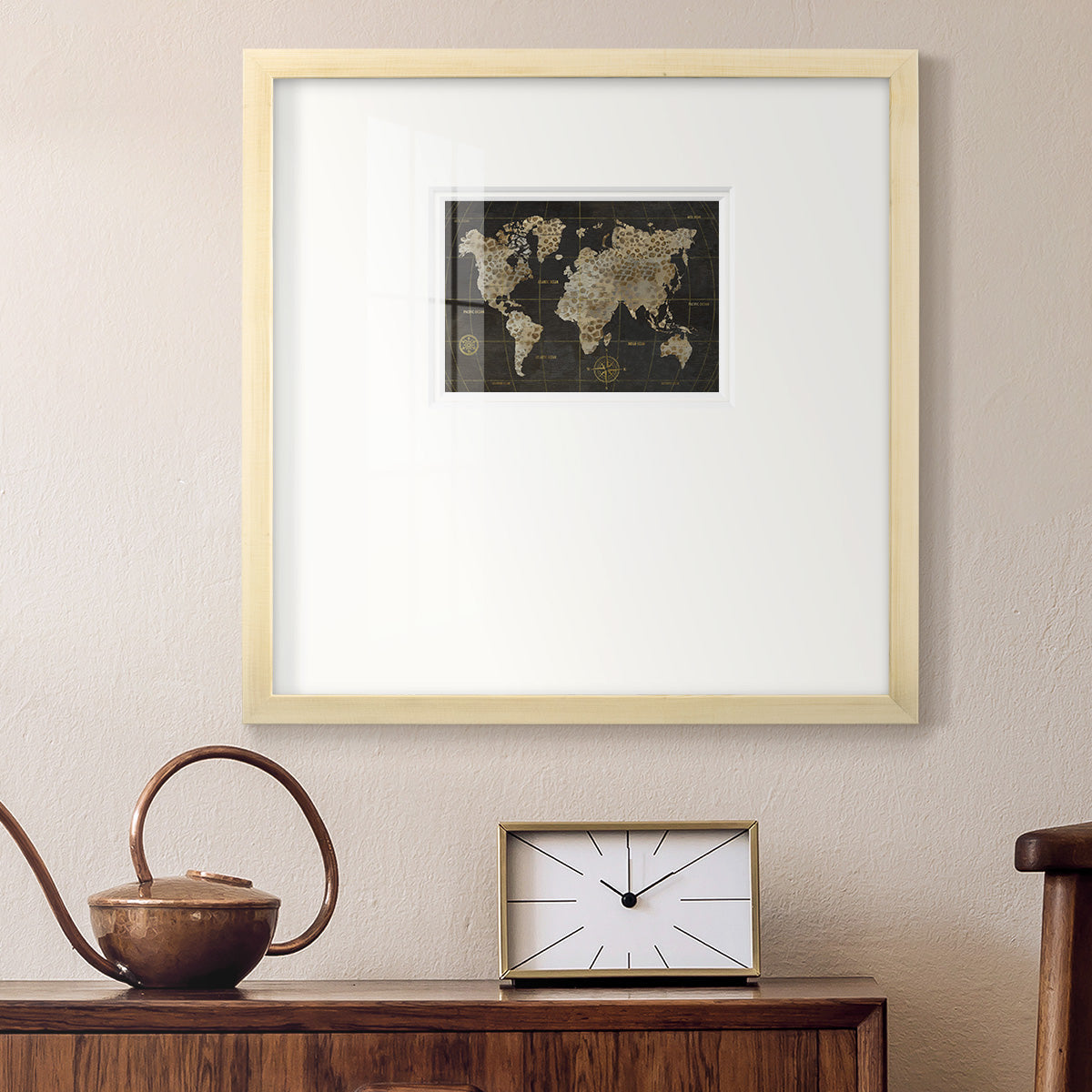 Safari World Map Premium Framed Print Double Matboard