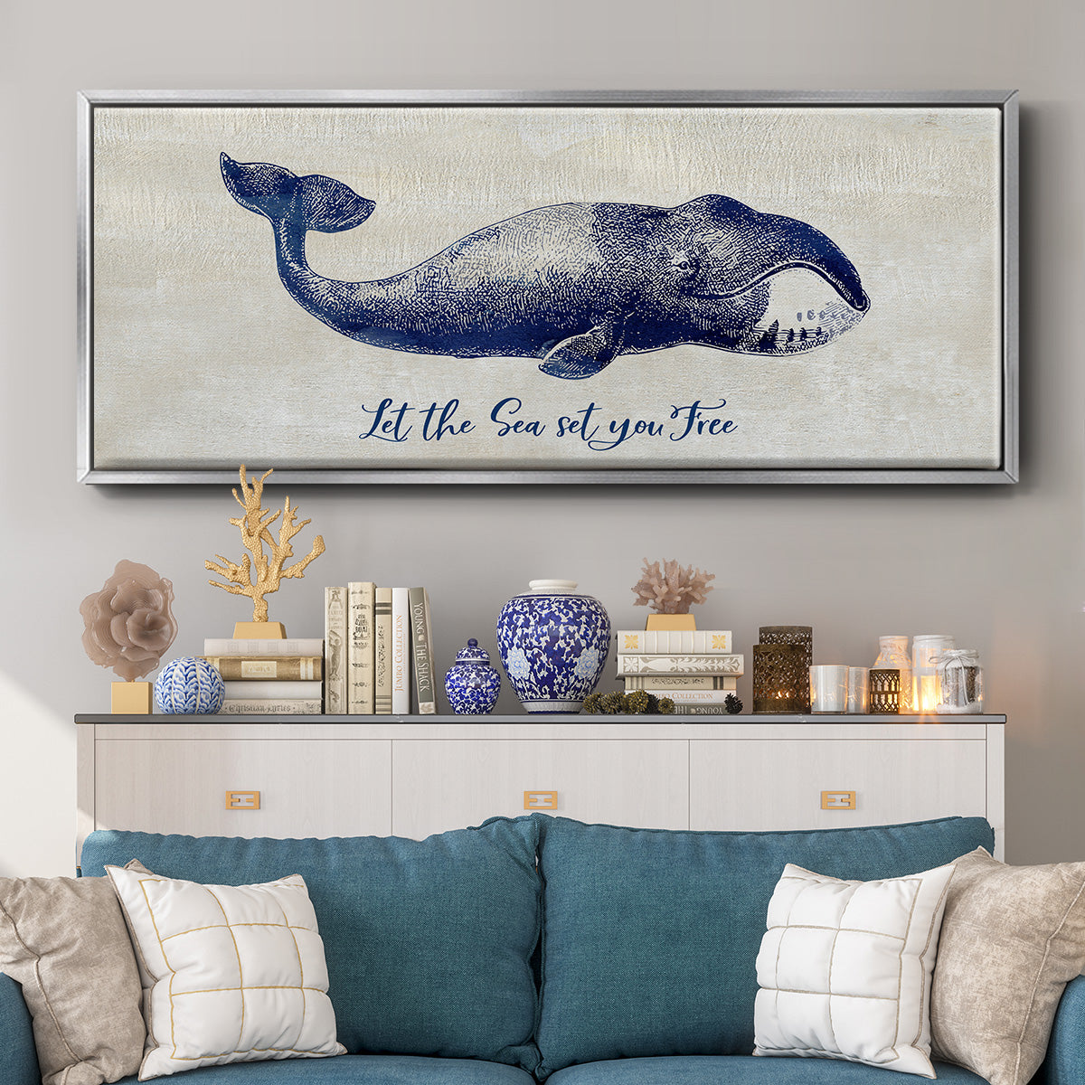 Let The Sea Set You Free - Floater Framed Canvas Print