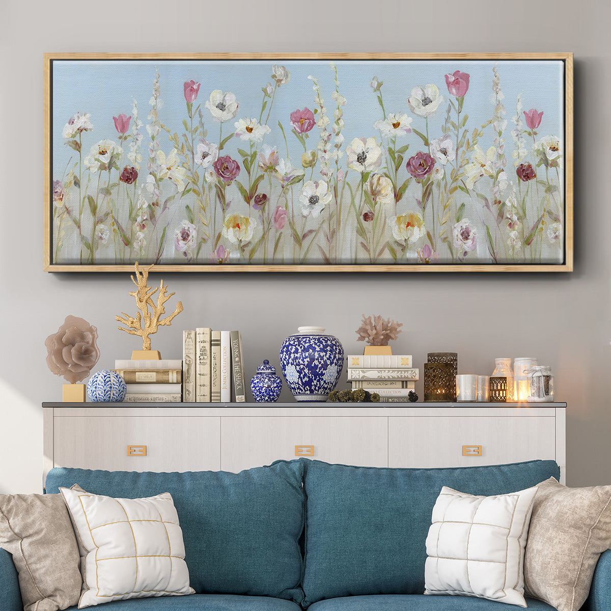 Meadow Spring Blooms - Floater Framed Canvas Print