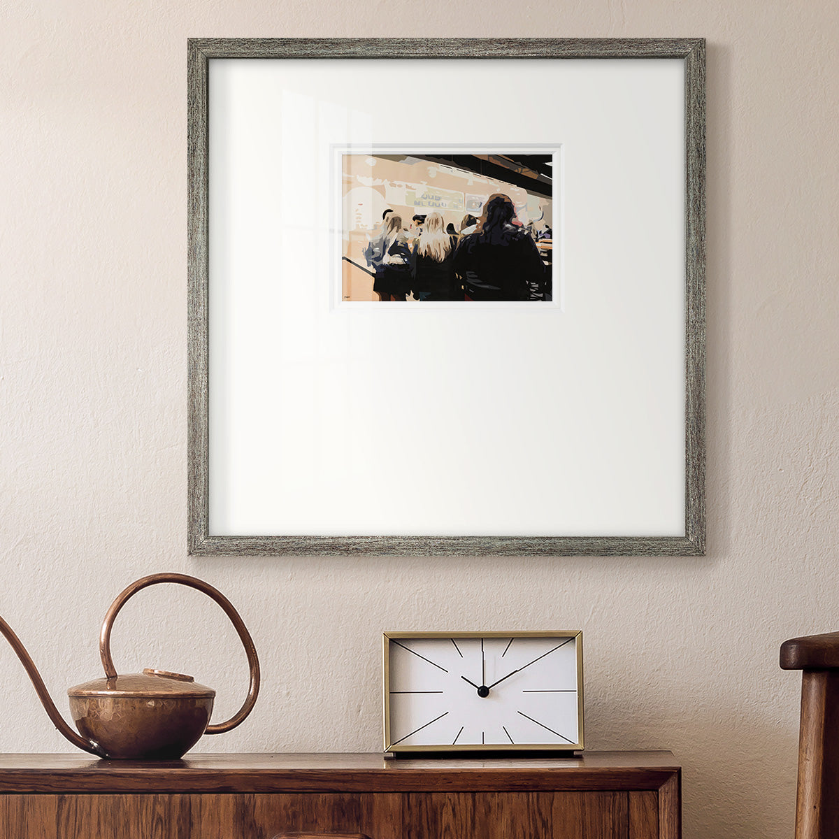 Late Night Queue - Double Matboard Framed Print