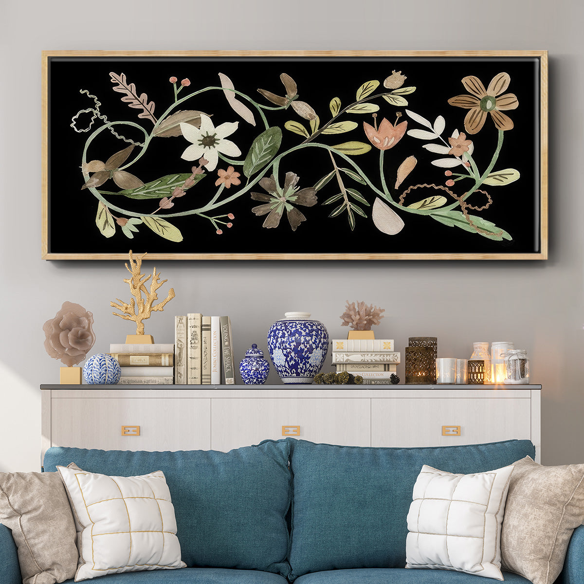 Pressed Flowers I - Floater Framed Canvas Print
