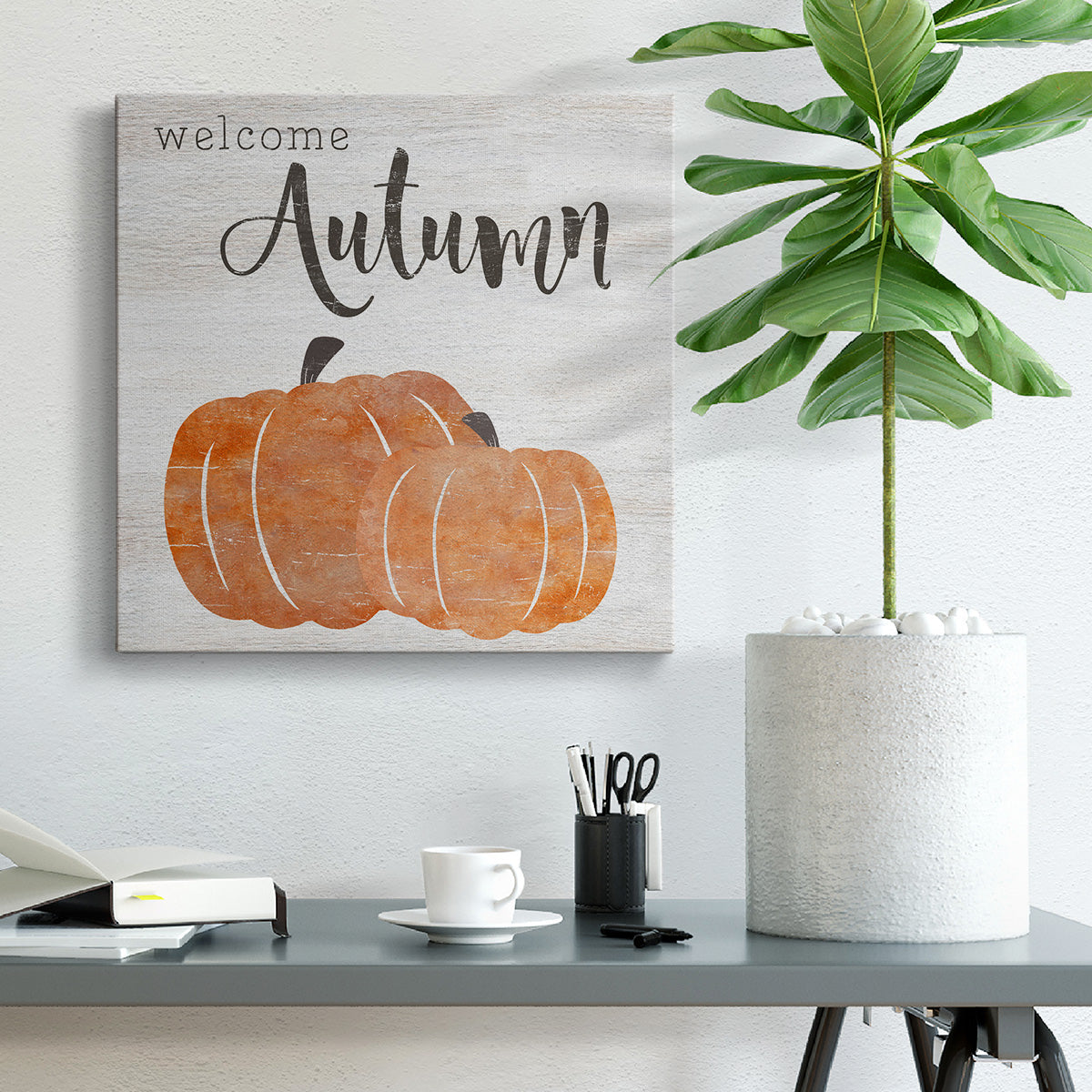 Welcome Autumn Pumpkins-Premium Gallery Wrapped Canvas - Ready to Hang