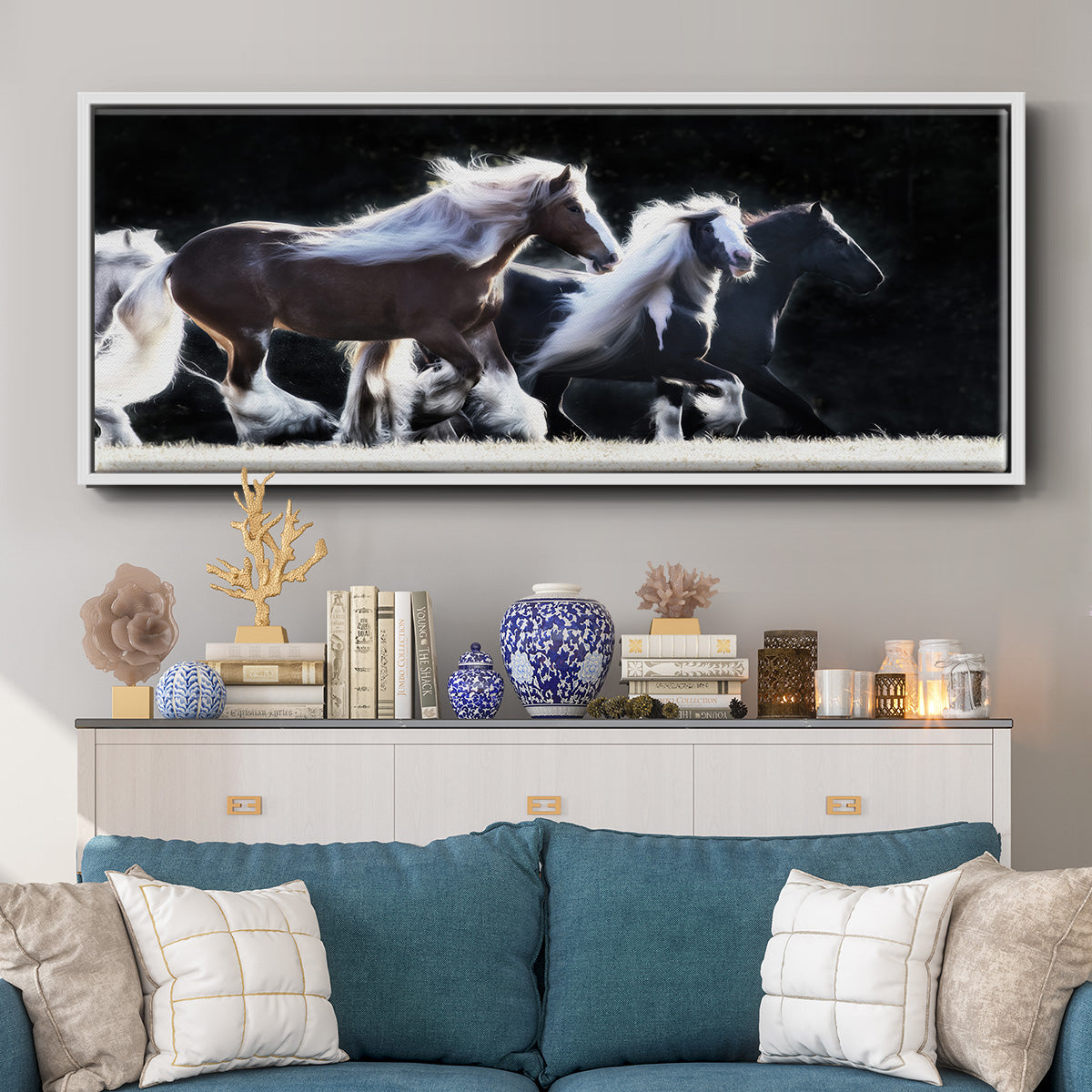 Horse Motion X - Floater Framed Canvas Print