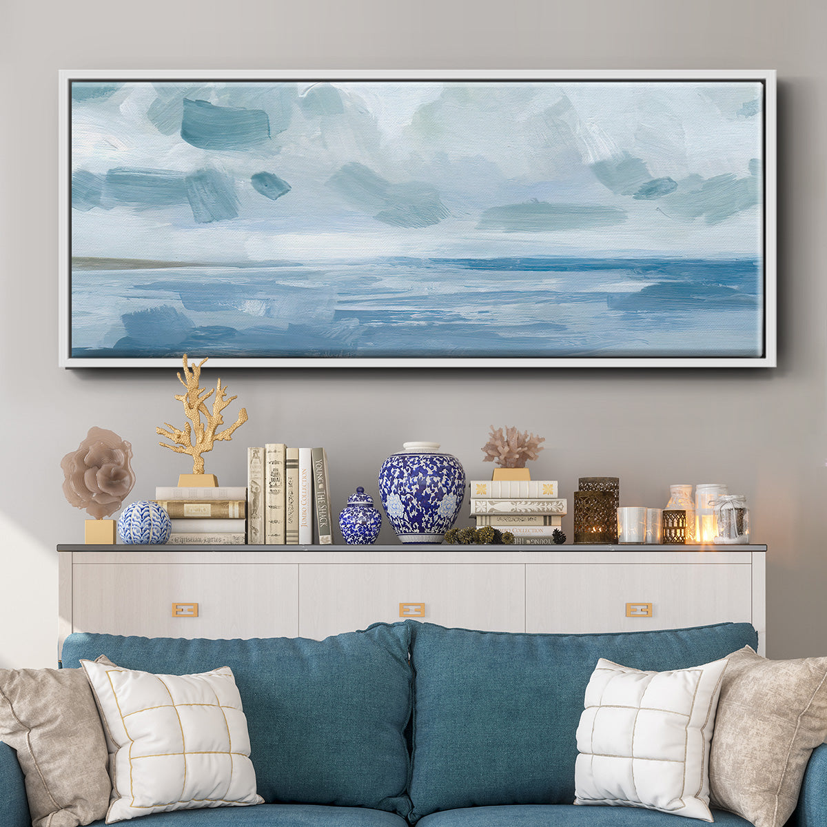 Calm Seascape I - Floater Framed Canvas Print