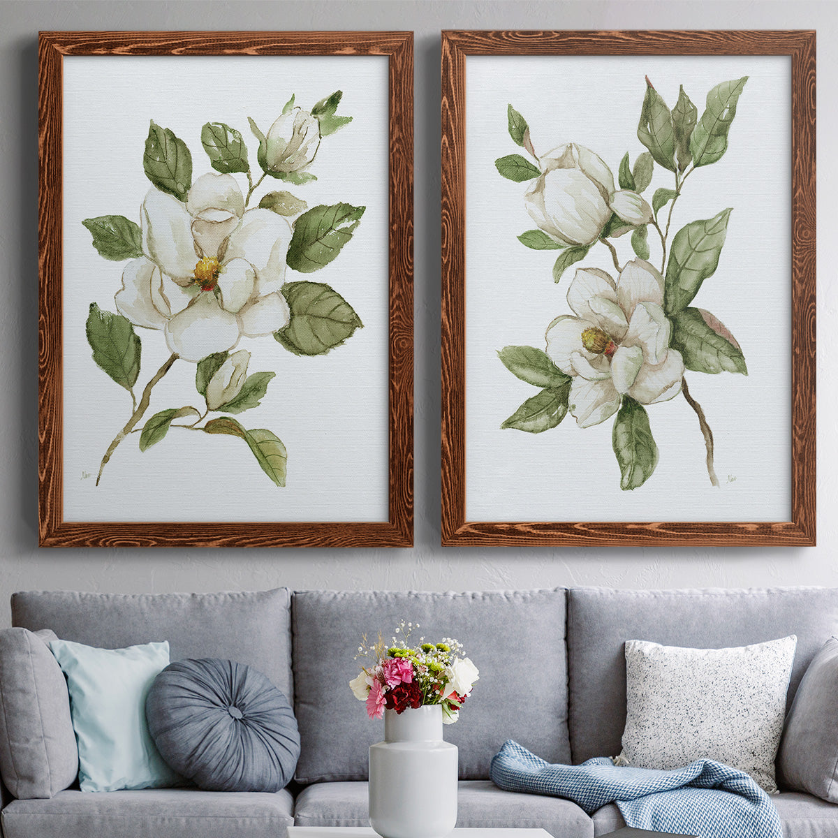 Magnolia Morning I - Premium Framed Canvas 2 Piece Set - Ready to Hang