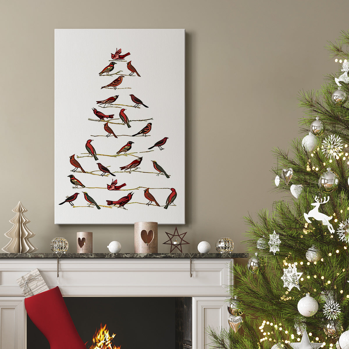 Red Bird Christmas Collection B - Gallery Wrapped Canvas