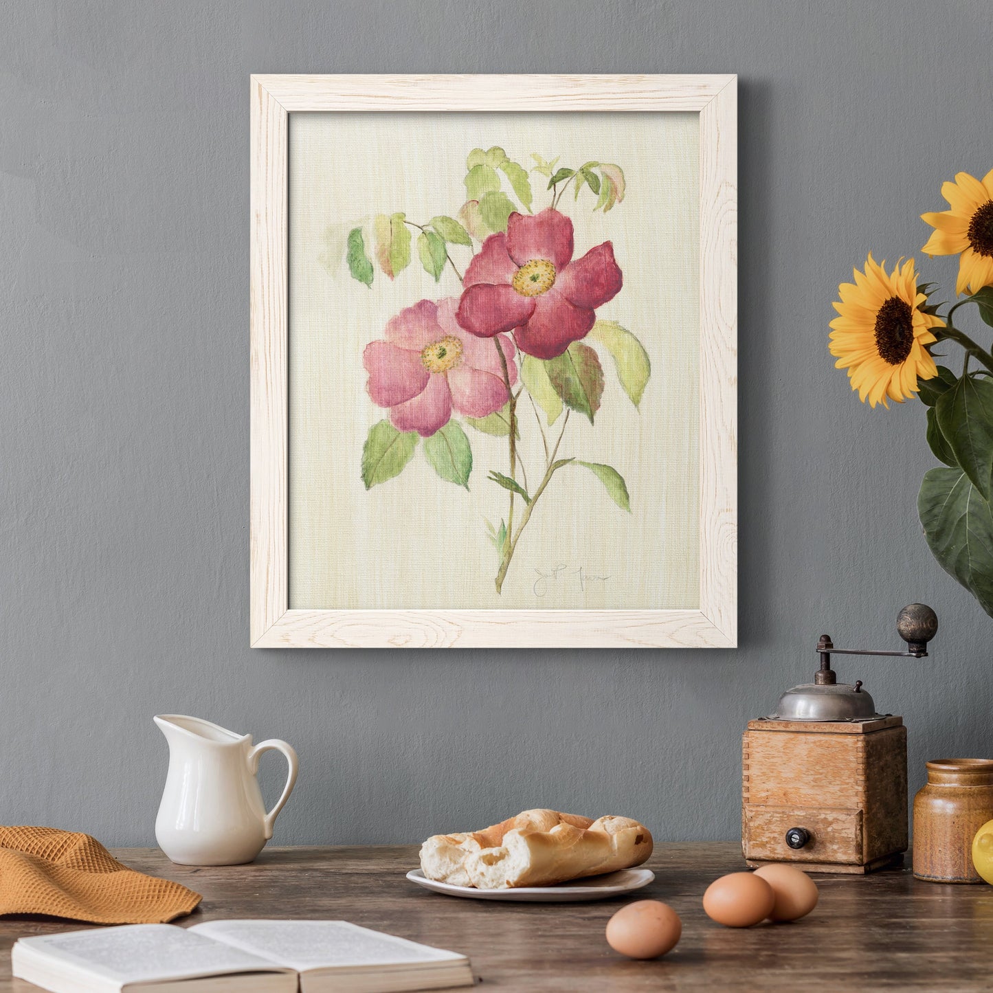 Dusty Rose II - Premium Canvas Framed in Barnwood - Ready to Hang