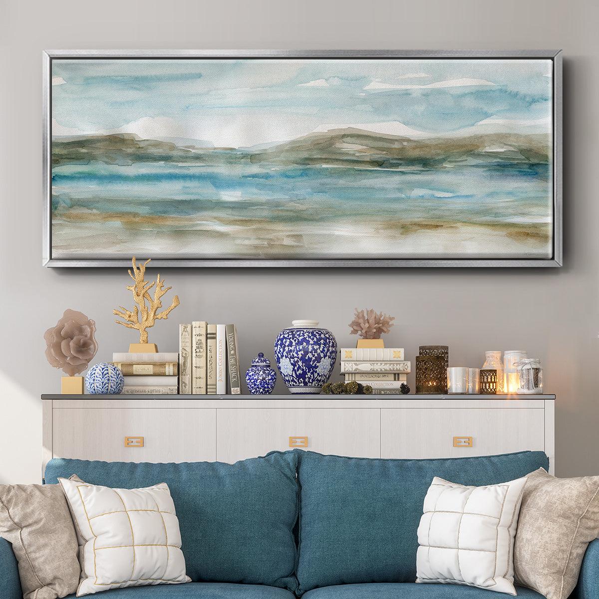 Peaceful Beach I - Floater Framed Canvas Print