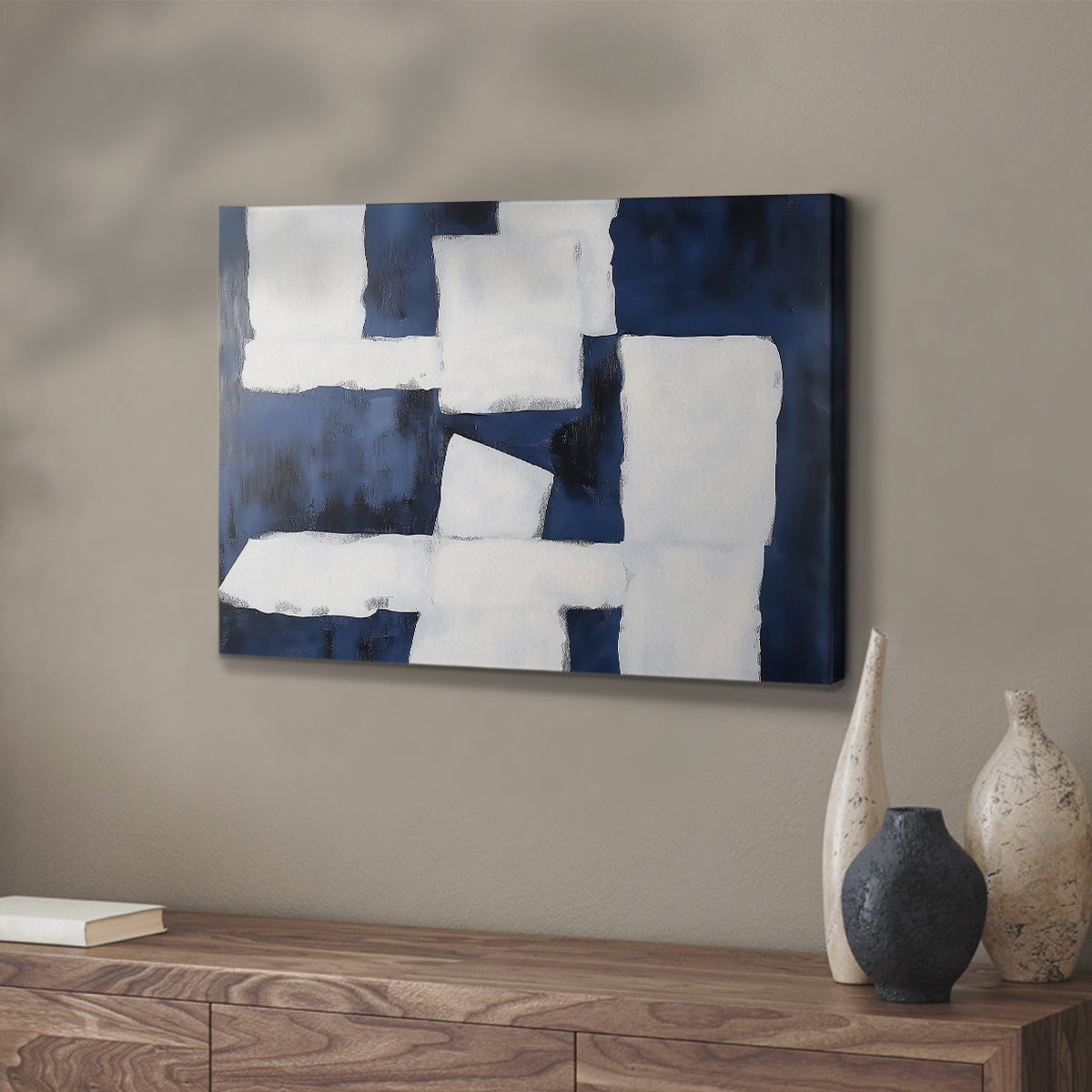 Blue and White Abstract XCV - Canvas Art Print