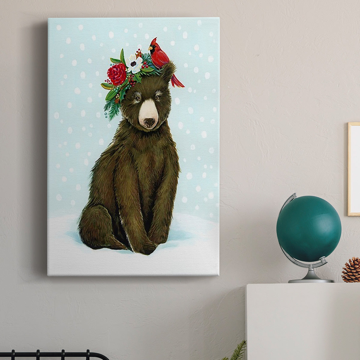 Winter Woodland Creatures with Cardinals I Premium Gallery Wrapped Canvas - Ready to Hang