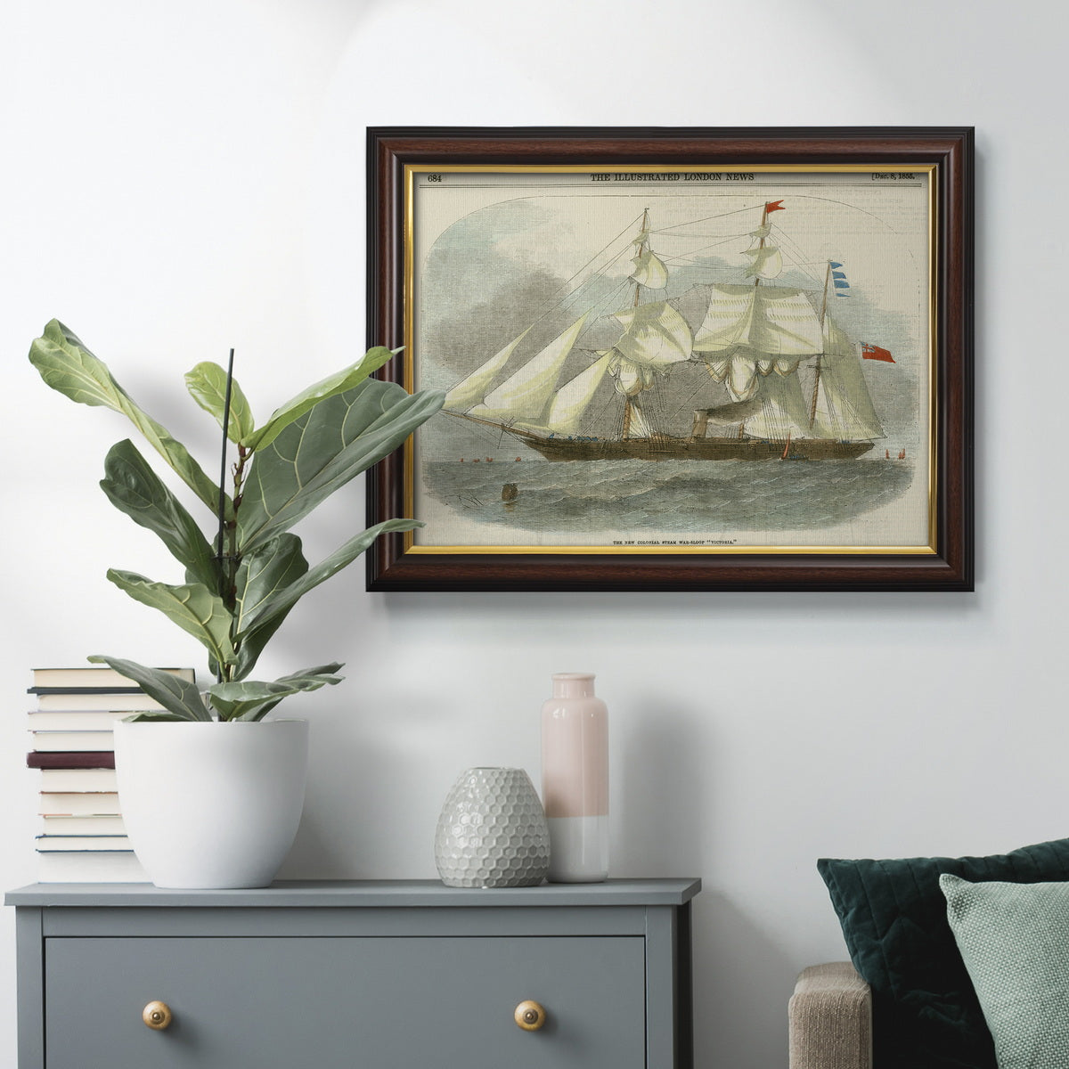 Antique Clipper Ship III Premium Framed Canvas- Ready to Hang