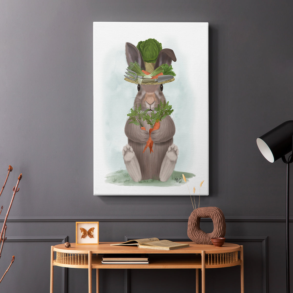 Rabbit Carrot Hat - Canvas Art Print