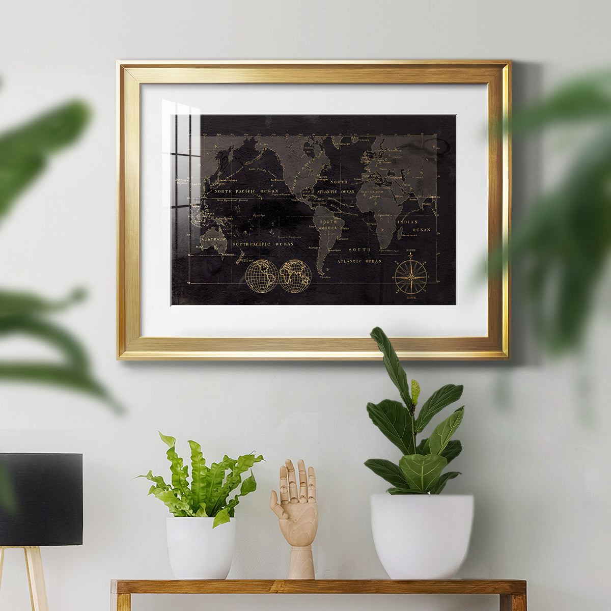 Black Gold Map - Modern Framed Art Print