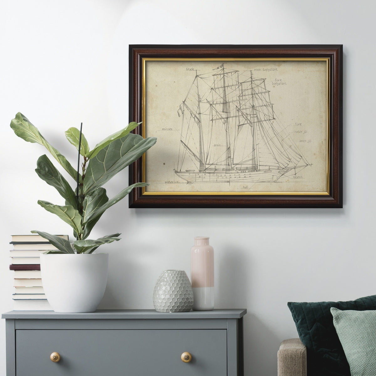 Sailboat Blueprint I Premium Framed Canvas- Ready to Hang