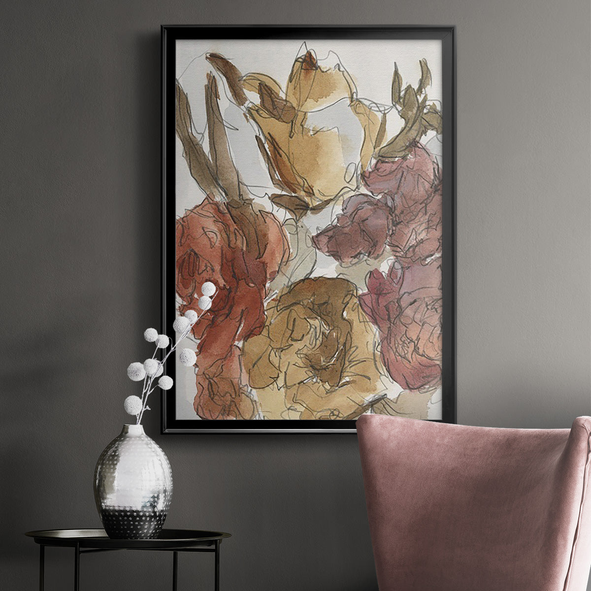 Cropped Floral Arrangement I - Modern Framed Canvas Print