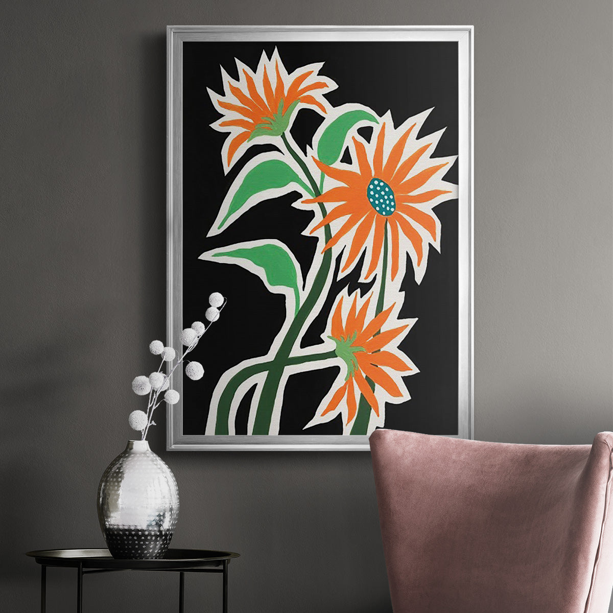 Pop Flowers III - Modern Framed Canvas Print