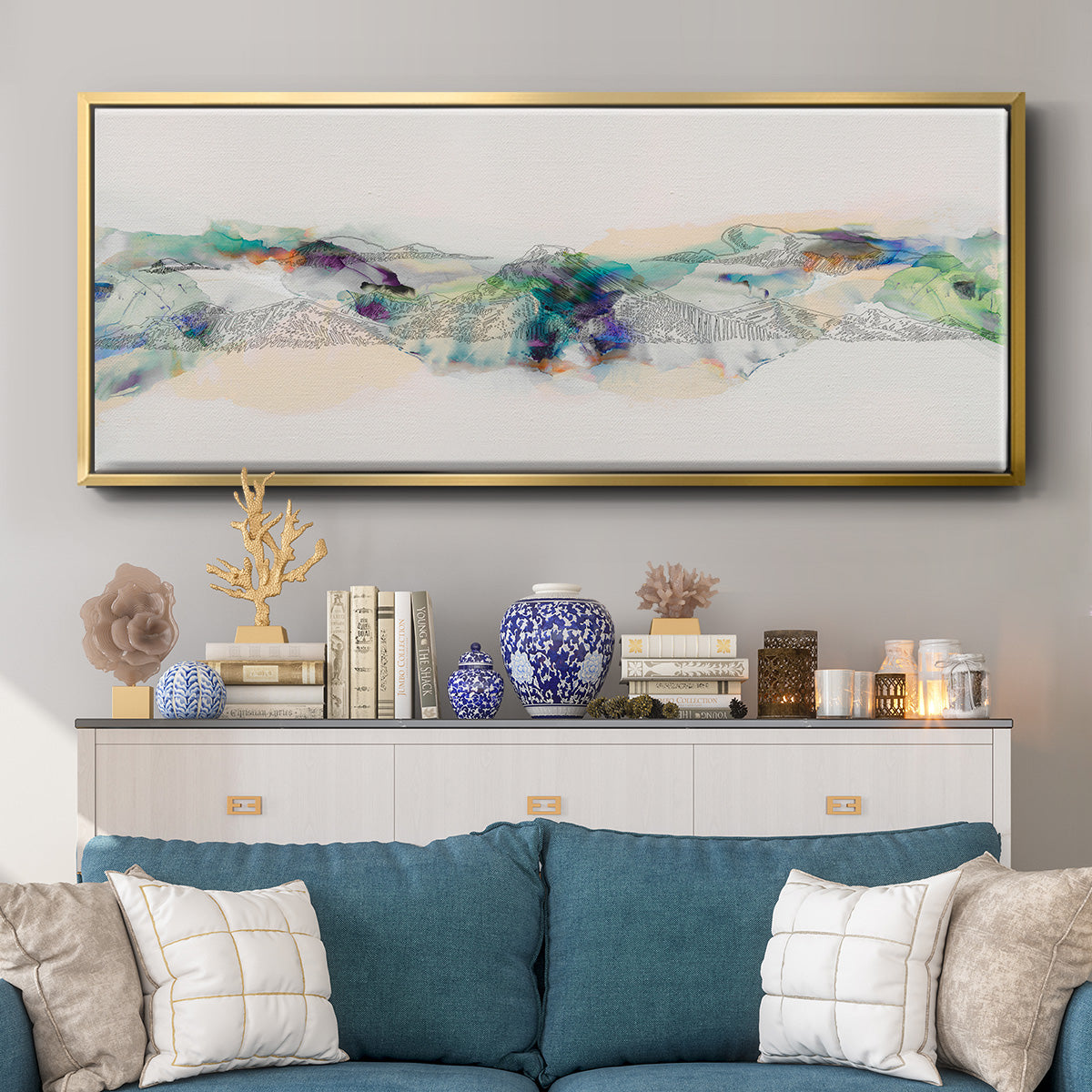 Abstract Mountain Range - Floater Framed Canvas Print