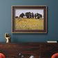 Impressionist rural harvest scene by John Singer Sargent in an ornate bronzed mahogany wood frame displayed in a dark-toned interior setting.