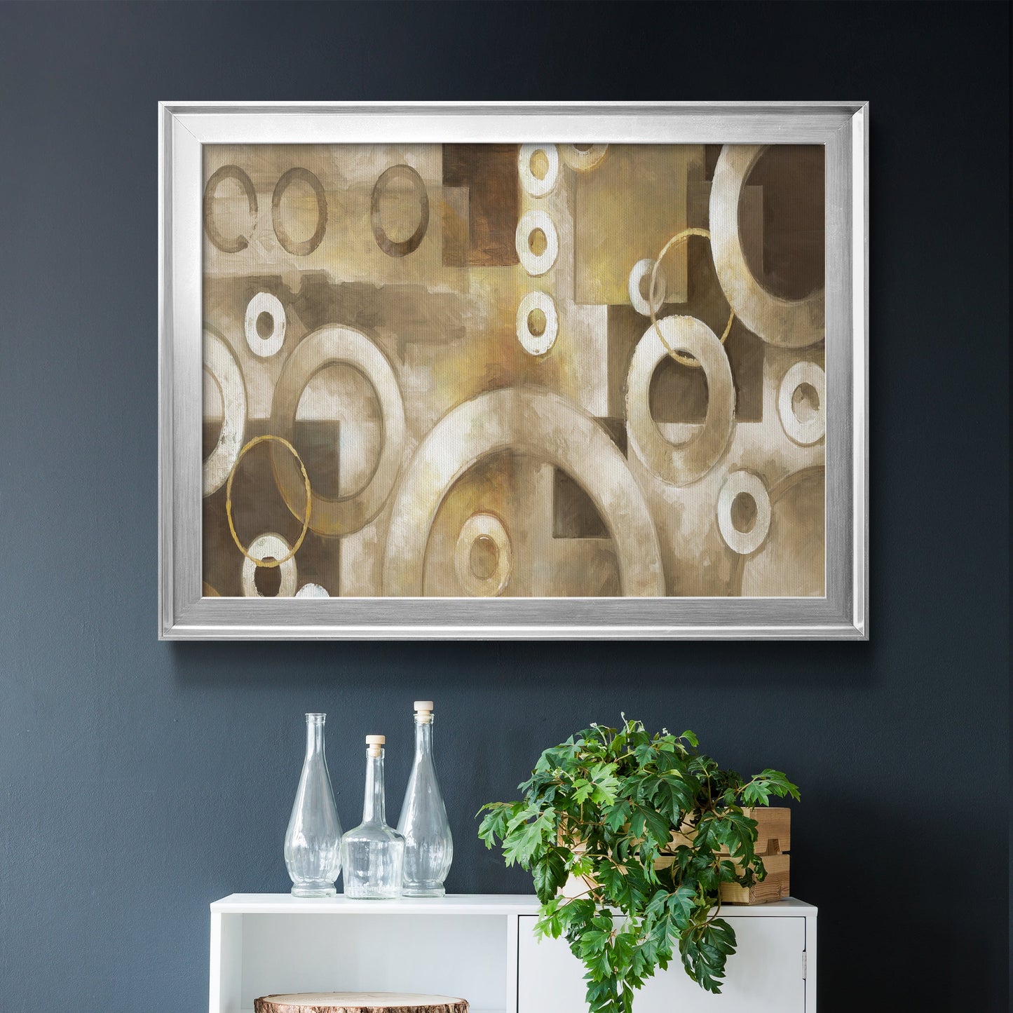 Neutral Motion - Modern Framed Canvas Print