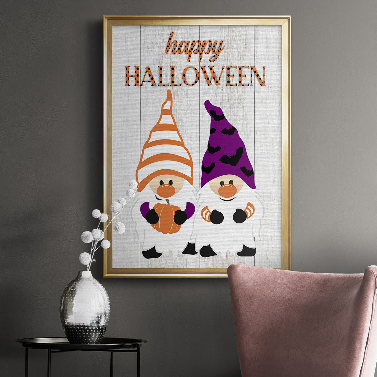 Halloween Gnomes - Modern Framed Canvas Print