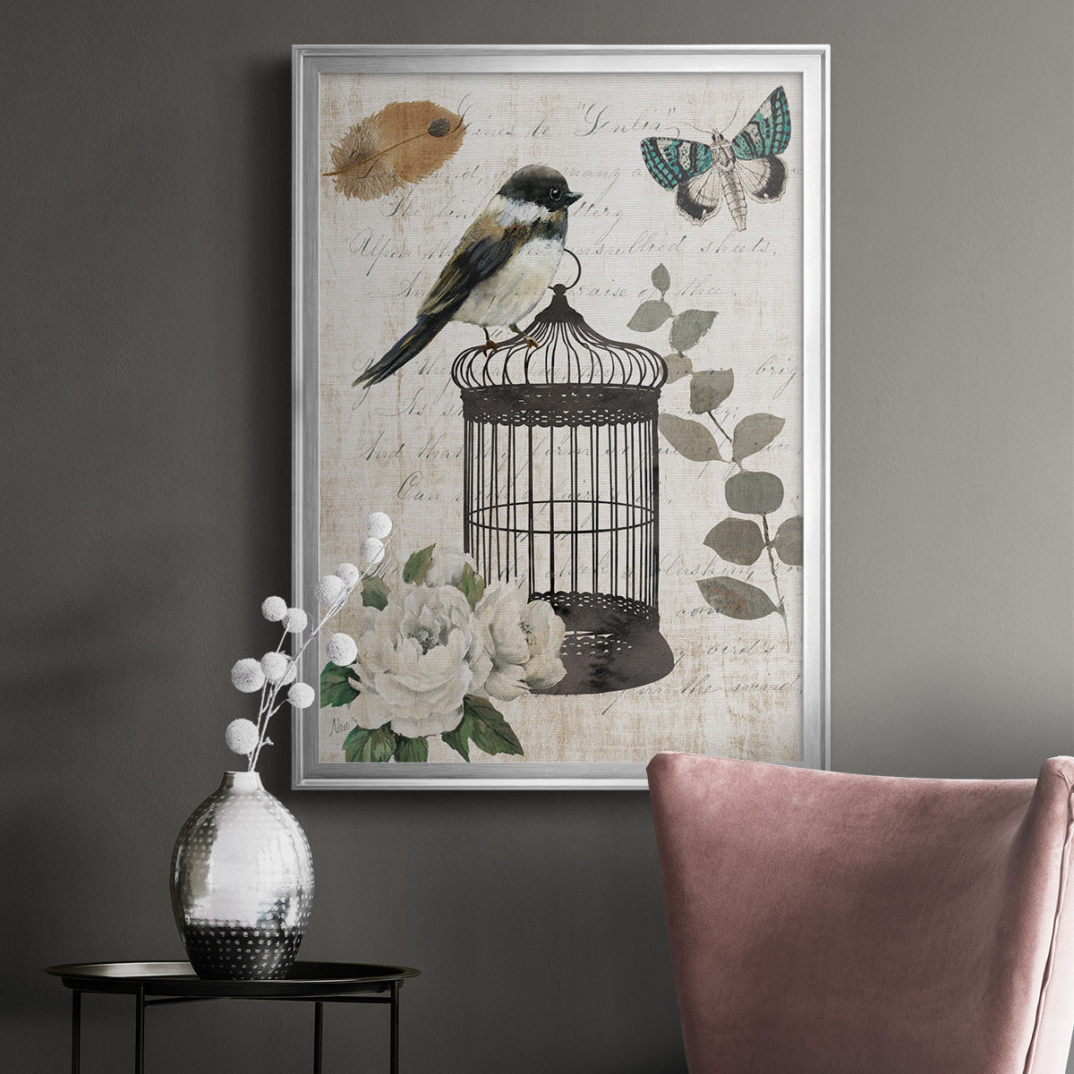 Vintage Menagerie I - Modern Framed Canvas Print