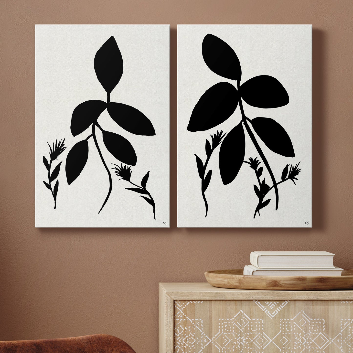 Silhouette Garden I Premium Gallery Wrapped Canvas - Ready to Hang - Set of 2