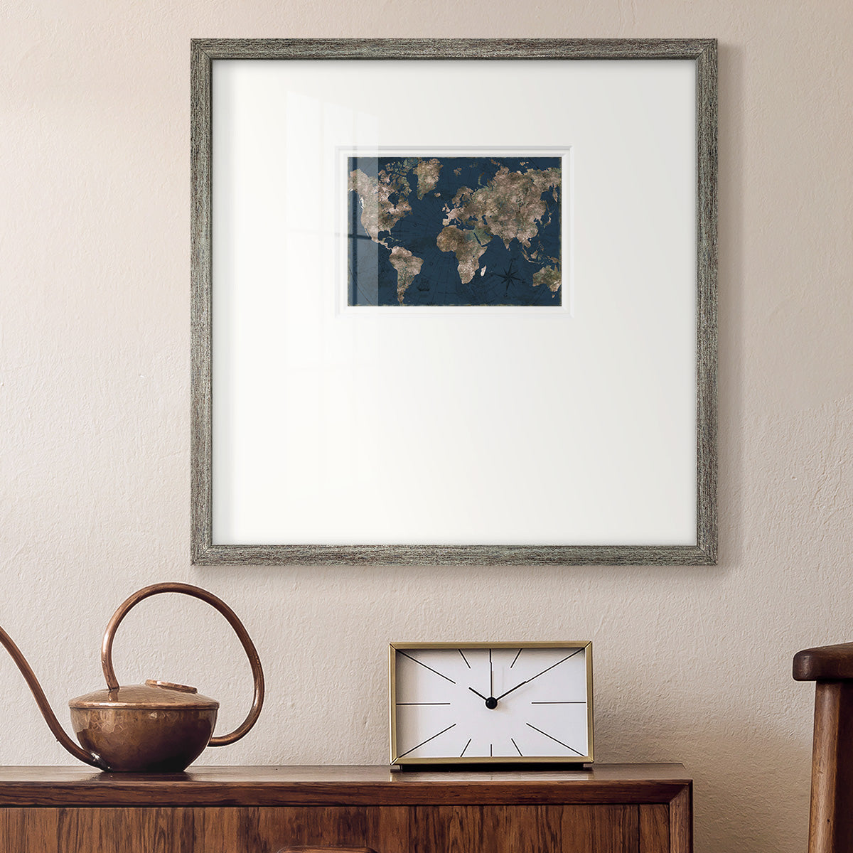 Navy Atlas Premium Framed Print Double Matboard