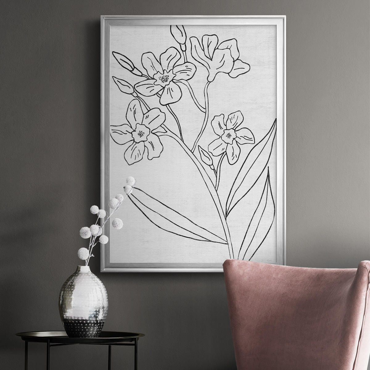 Botanical Sketch II - Modern Framed Canvas Print