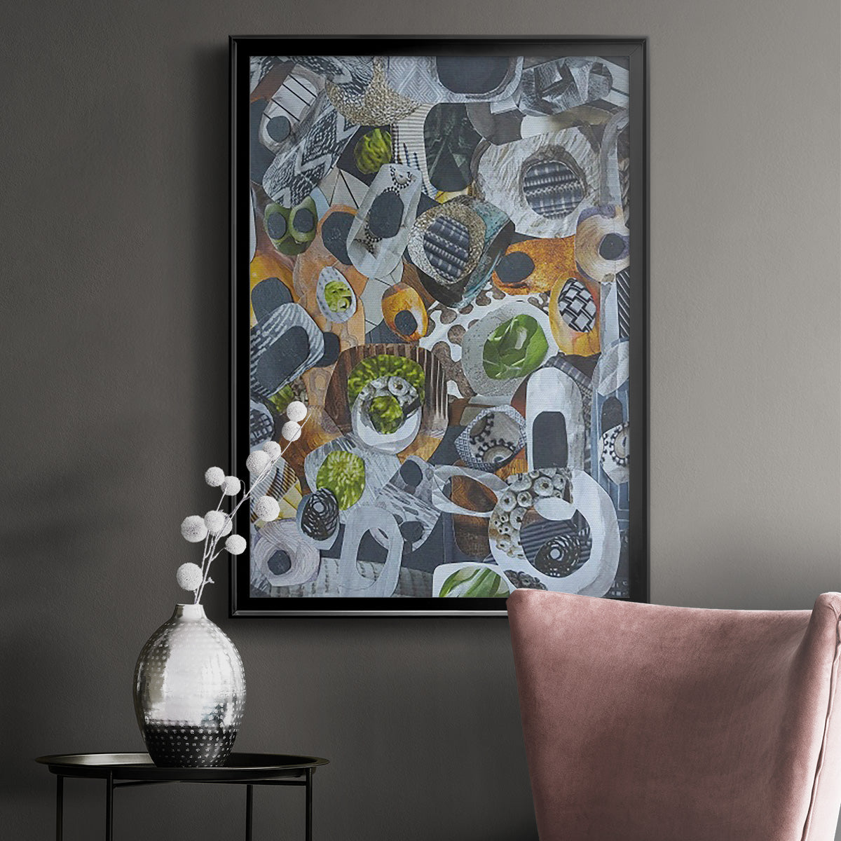 Big Sur Stones and Kelp - Modern Framed Canvas Print