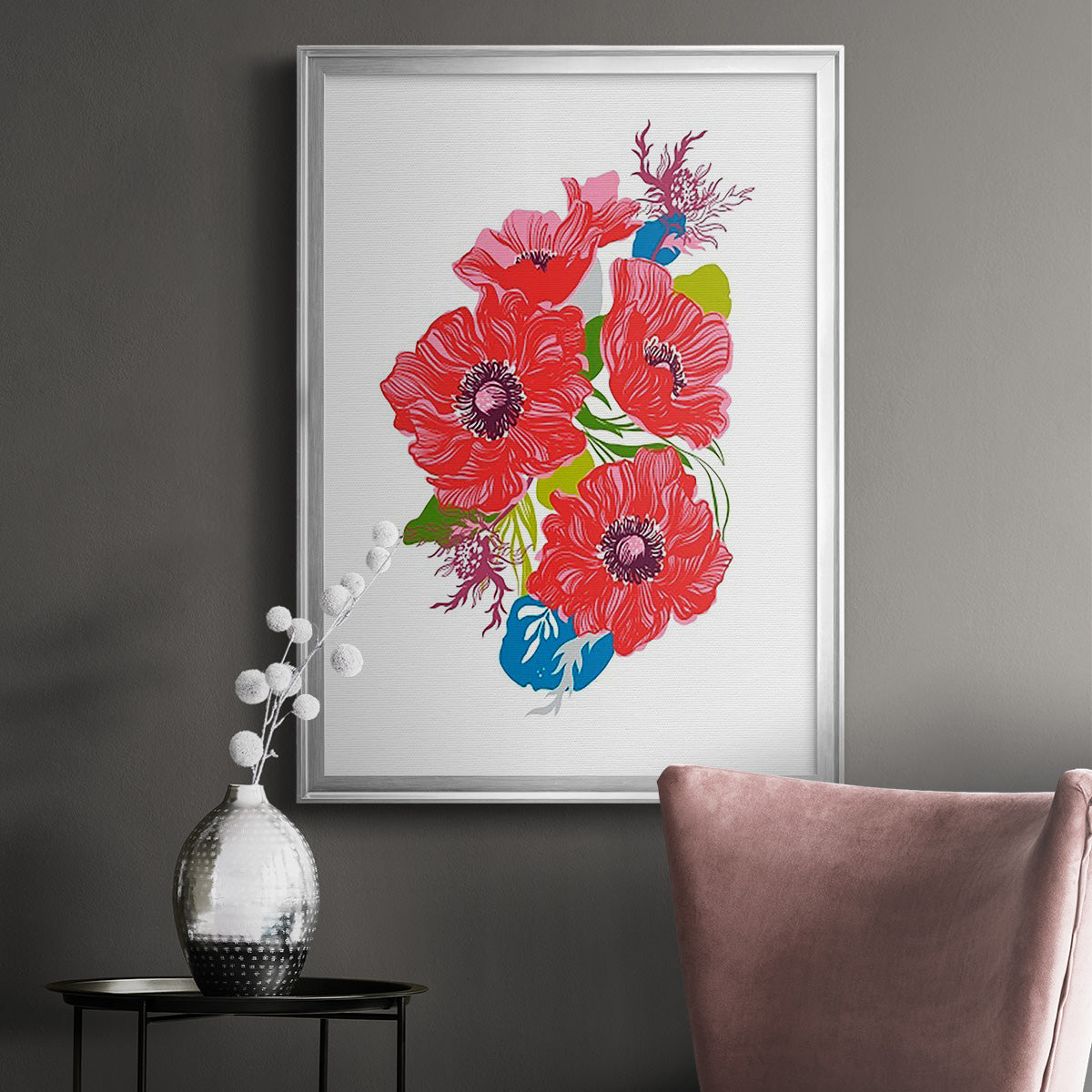 Brilliant Poppies I - Modern Framed Canvas Print