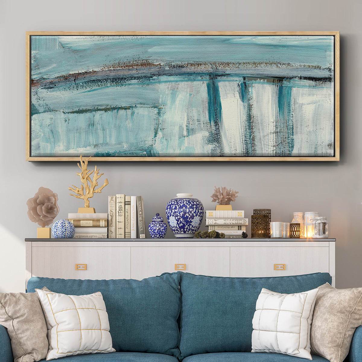 Acqua I - Floater Framed Canvas Print