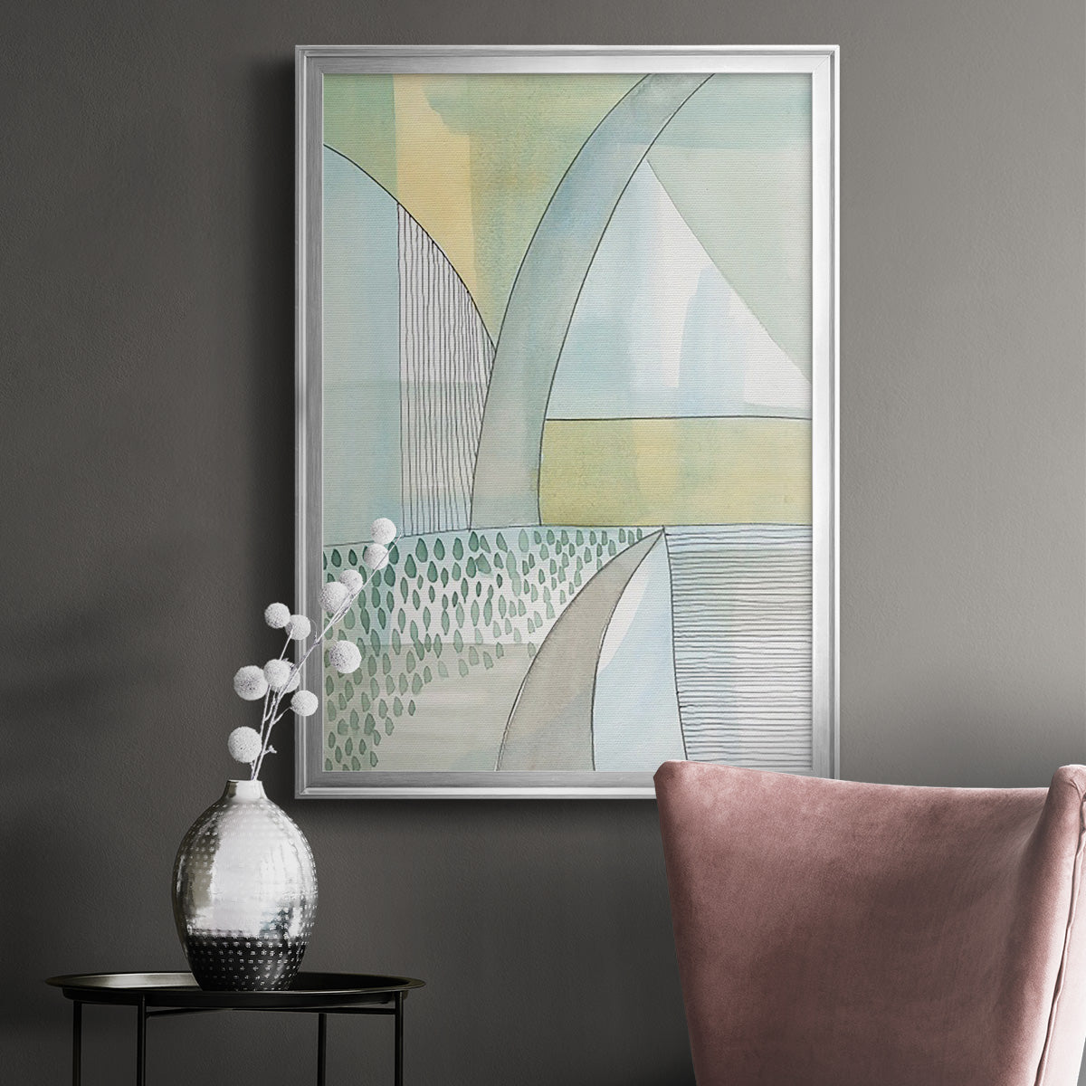 Mint Reflection II - Modern Framed Canvas Print